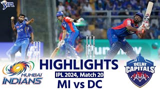 MI vs DC IPL 2024 Highlights Mumbai Indians vs Delhi Capitals Today  Full Match Highlights [upl. by Matilde]