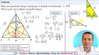 Dany promień okręgu wpisanego w trójkąt równoboczny  MatFiz24pl 👈 [upl. by Cummine608]
