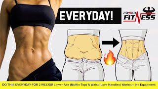 DO THIS EVERYDAY FOR 2 WEEKS Lower Abs Muffin Top amp Waist Love Handles Workout No Equipment [upl. by Notsgnal]