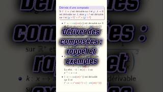 Exemples de calculs de dérivées de composées de fonctions cpge maths pcsi mpsi derivation [upl. by Thurmann]