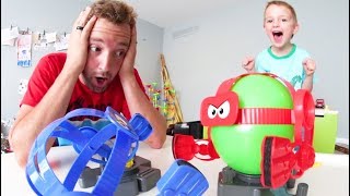 Father amp Son PLAY BALLOON BOT BATTLE [upl. by Kajdan873]