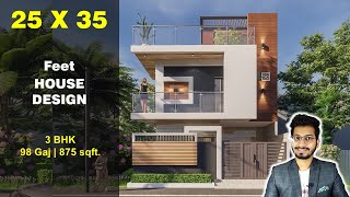 25x35 House Design  98 Gaj  875 sqft  2535 small house design  76X106 Meter  DV Studio [upl. by Martita]