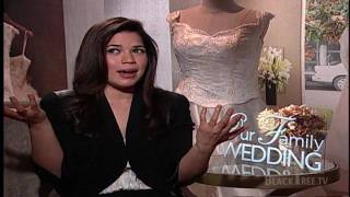 OUR FAMILY WEDDING America Ferrera discusses culture perfect timing and her new film [upl. by Ellehsad]