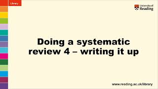 Doing a systematic review 4 writing up [upl. by Yelreveb388]