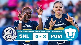 San Luis Femenil vs Pumas 03 Resumen Goles 2024 [upl. by Ahsinrats949]