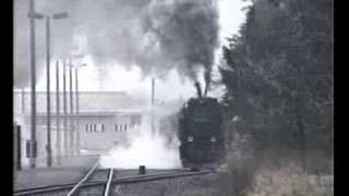 Winterdampf im Harz 1989 im Bf Stiege [upl. by Yenitsed]