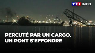 Etat durgence à Baltimore  percuté par un cargo un pont seffondre des personnes recherchées [upl. by Cleland]