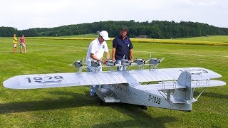 HUGE RC MODEL AIRPLANE DO X DORNIER FLYING BOAT  Airliner Meeting Oppingen 2017 [upl. by Lakin911]