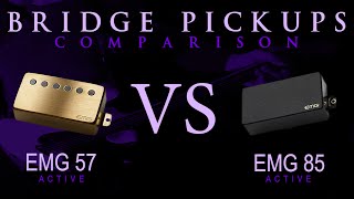 EMG 57 vs EMG 85  Active Bridge Pickup Guitar Tone Comparison  Review [upl. by Barker489]