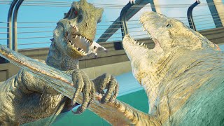 INDOMINUS REX vs MOSASAURUS In The LAGOON  Jurassic World Evolution 2 [upl. by Harlamert]