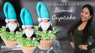 How to Make a Fondant Gnome Cupcake  25 Days of Cupcake Decorating  Vlogmas Day 7 [upl. by Hgeilyak]