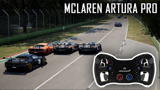 Ascher Racing McLaren Artura Pro Steering Wheel USB  Driving Impressions  Imola ACC [upl. by Nylrahc905]