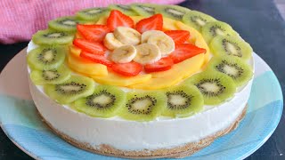 Tarta de queso y frutas Receta SIN HORNO [upl. by Nitsej]