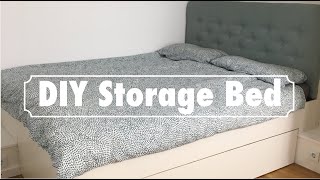 DIY Bed with Storage for the Attic Custom Build with Padded Headboard DIYBed StorageBed diy [upl. by Idnerb1]