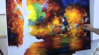 A sped up video of Leonid Afremov making a recreation of Colorful Night [upl. by Catie593]