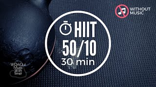 Interval Timer Without Music  HIIT 50 sec Work  10 sec Rest  73 [upl. by Asiat]