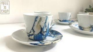 Tazas decoradas con pintauñas  efecto mármol [upl. by Akinahc]