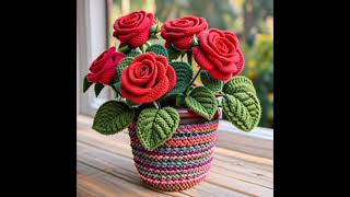 шівяже квіти троянди вязанні гачкомBeautiful crochet rose flowers [upl. by Hunter]