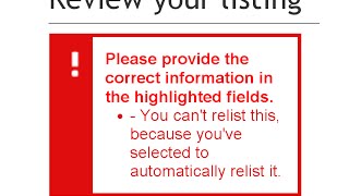 You cant relist this because youve selected to automatically relist it Part 2 [upl. by Luas]