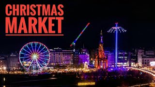 Edinburgh Christmas Market  4K  Drone amp Walking Tour [upl. by Fruin]