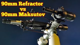 Comparing Celestron C90 Maksutov Against Skywatcher Evostar 90 Refractor Telescope [upl. by Joya]