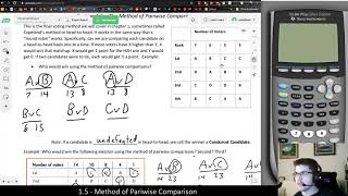 Math 3003 The Method of Pairwise Comparison example 2 [upl. by Irac706]