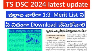 TS DSC 2024 Latest News Today  TS DSC 13 Merit list district wise  TS DSC 2024  TS DSC [upl. by Ramedlab]