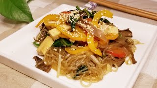 Japchae Maangchis easy Japchae recipe  vegetarian food 잡채불린당면으로 간단히 만들기두부잡채 [upl. by Ugo418]