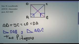 20 Demostración de las diagonales de un cuadrado son iguales [upl. by Ninerb772]