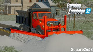 Snow Blizzard Closes Town Roads  Public Works Plowing Roads  FS22 [upl. by Etteve]