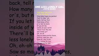 Justin Bieber  One Less Lonely Girl Lyrics shorts [upl. by Peppie]