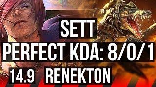 SETT vs RENEKTON TOP  801 8 solo kills Legendary  KR Master  149 [upl. by Ardnekal]