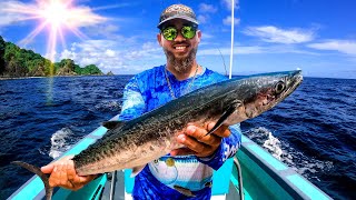 TOBAGO FISHING  CASTARA BEACH  TROLLING  KINGFISH  ALMACO JACK [upl. by Silberman508]