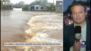 Rio começa a baixar em Xanxerê mas ainda tem previsão de chuva [upl. by Eneiluj]