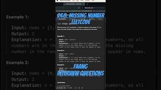 Leetcode 268  Missing Number [upl. by Athalia157]