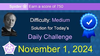 Microsoft Solitaire Collection Spider  Medium  November 1 2024 [upl. by Ynhoj98]