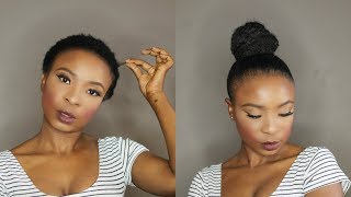 How To  Top Knot High Bun on Short Natural Hair [upl. by Laud116]