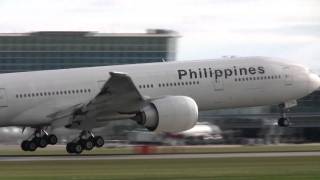 Philippines B777  British Airways B747 landing at YVR [upl. by Lladnyk]