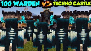 100 Warden Army Vs Techno Gamerz Castle  Minecraft Hindi [upl. by Annelak]