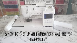 How to Set Up a Brother Sewing and Embroidery Machine to Embroider  Arm Hoop and Embroider Foot [upl. by Annohs]