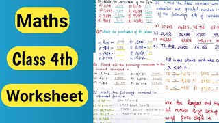 Maths Worksheet for Class 4  Maths for class 4  Class 4 Maths [upl. by Suiramad]