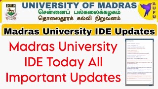 Madras University IDE Today Important Updates For All 👍 [upl. by Etsyrk]