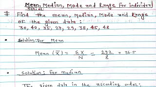 MeanMedianMode and Range for individual Series CBSE  Bcom Business Statistics 9amp10 [upl. by Ofelia331]