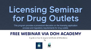 Lets Go Licensing Seminar for Drug Outlets ONLINE  FDA requirement for Pharmacists [upl. by Iago543]