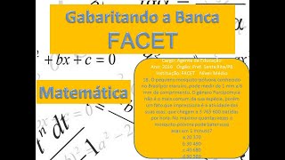 Prova Da Banca FACET CONCURSO Matemática P MSANTA RITA  PB 18 O pequeno mosquitopólvora conh [upl. by May]