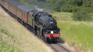 Black 5 44871 creates havoc on the SWML hauling quotThe Swanage Bellequot  260624 [upl. by Annawad836]