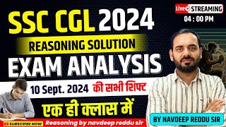 SSC CGL 2024 Tier1 Reasoning solution  10092024  Shift123  CGL Solved Paper Navdeep Reddu [upl. by Annekcm]