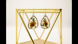 Easy Crafts  ResinLook Dried Flower Earrings  Clear Liquid Sculpey Sculpeycom [upl. by Kaleb]