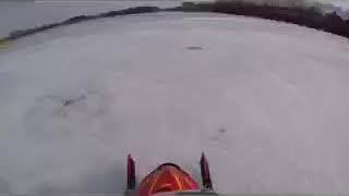 120 mph snowmobile crash Helmet cam footage [upl. by Annayk]