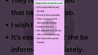 Subjunctive mood of a verb  Verbs in English Grammar shorts [upl. by Aseela]